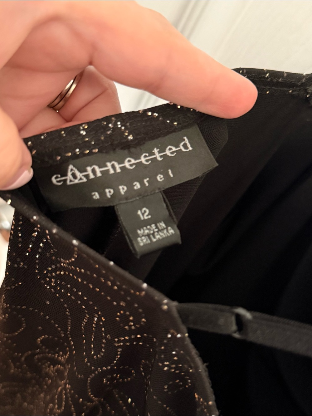 Connected Apparel Size 12 Black Silver Glitter High-Low Formal Dress